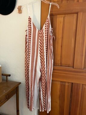 Rust & White Embroidered Jumpsuit